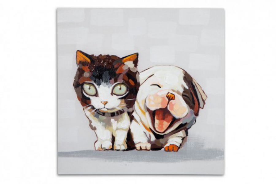 Obraz olejny Pop Art Cat and Dog 50 x 50 - Invicta Interior